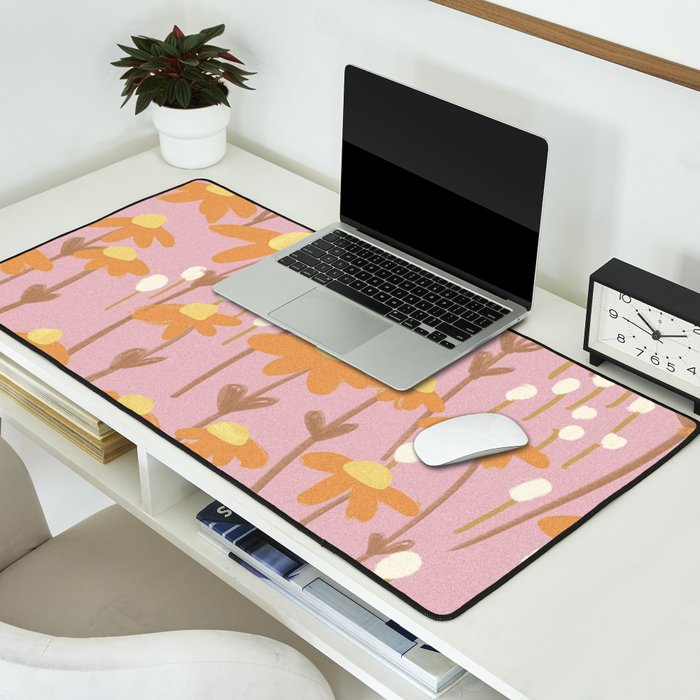 Chamomile Dream Pink Desk Mat Gallery Image 2