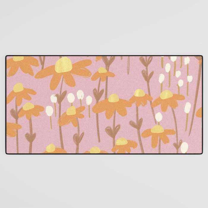 Chamomile Dream Pink Desk Mat Gallery Image 3