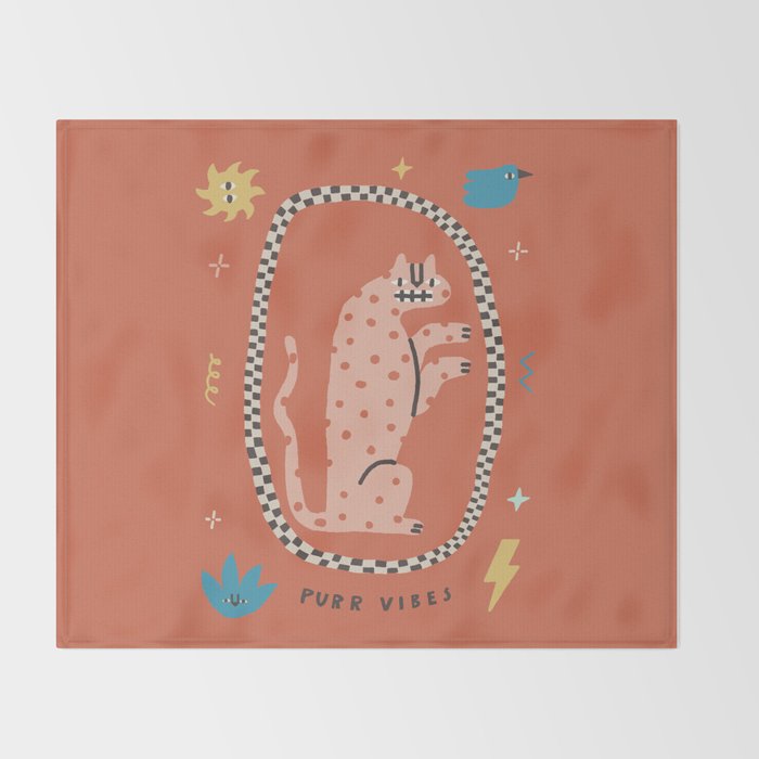 Trippy tiger in red Throw Blanket Gallery Image 2