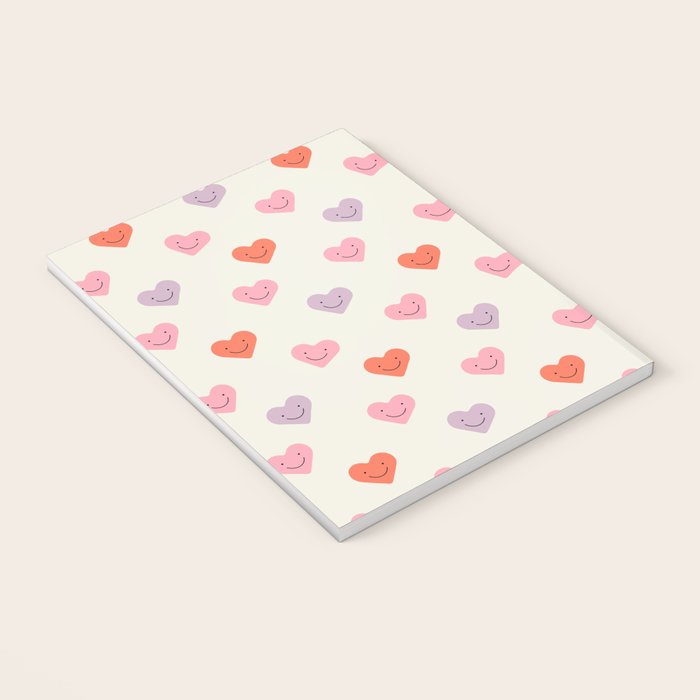 Happy love heart face doodle pattern Notebook Gallery Image 3