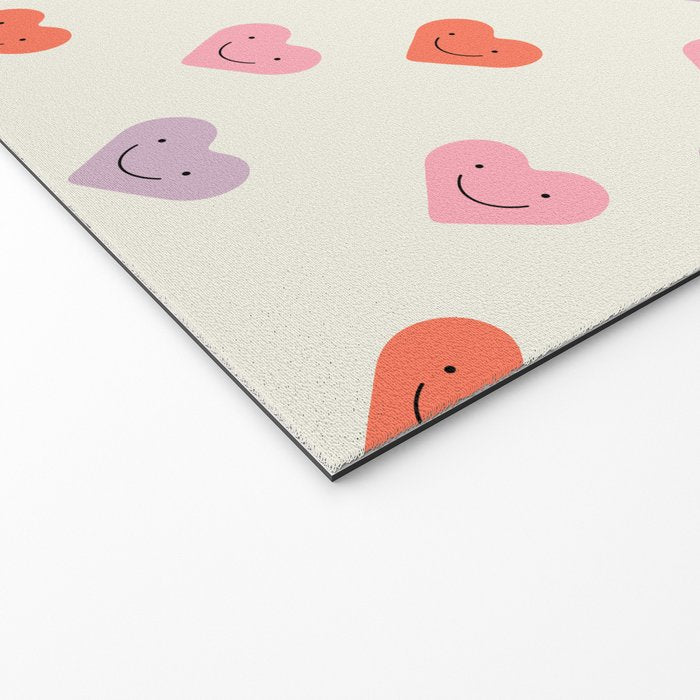 Happy love heart face doodle pattern Welcome Mat Gallery Image 2