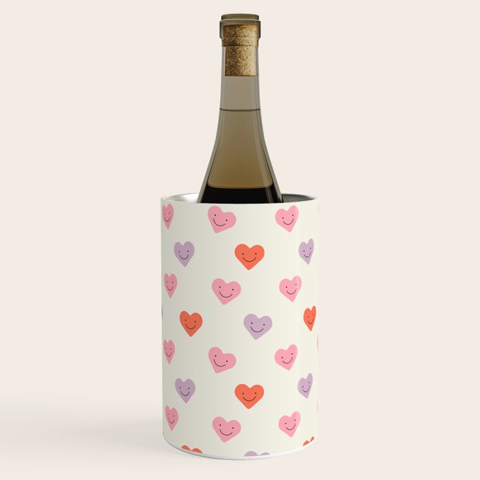 Happy love heart face doodle pattern Wine Chiller Gallery Image 2
