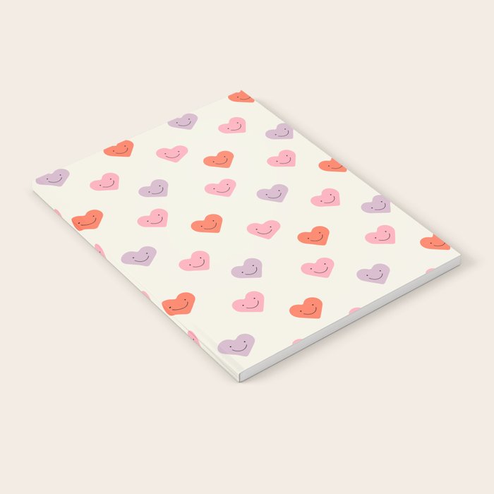 Happy love heart face doodle pattern Notebook Gallery Image 1