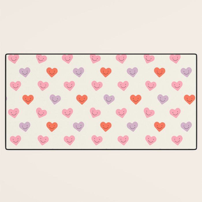 Happy love heart face doodle pattern Desk Mat Gallery Image 3
