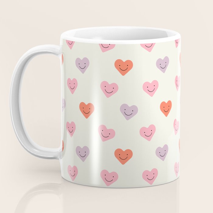 Happy love heart face doodle pattern Coffee Mug Gallery Image 3
