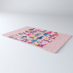 I gnome you // pastel pink background little happy and lovely gnomes with rainbows fuchsia pink hearts Rug Gallery Image 3