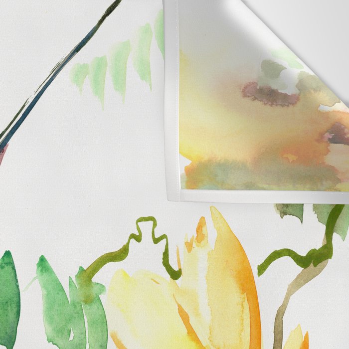 Hummingbird and Flowers, floral design Hawaiian tropical Wall Tapestry Gallery Image 3