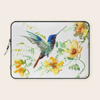 Hummingbird and Flowers, floral design Hawaiian tropical Laptop Sleeve Gallery Image 1