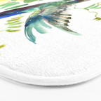Hummingbird and Flowers, floral design Hawaiian tropical Bath Mat Gallery Image 3