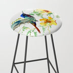 Hummingbird and Flowers, floral design Hawaiian tropical Stool Gallery Image 2