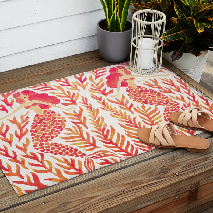 Kelp Forest Mermaid - Peach Palette Outdoor Rug Gallery Image 2
