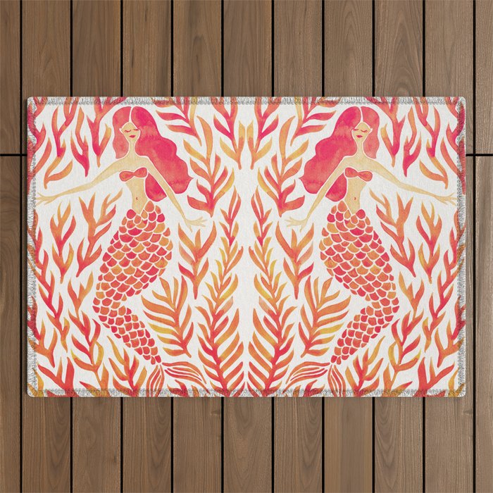 Kelp Forest Mermaid - Peach Palette Outdoor Rug Gallery Image 1