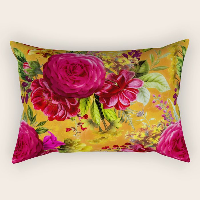 Vintage & Shabby Chic - Sunny Magenta Spring Roses Botanical Flower Garden Rectangular Pillow Gallery Image 1
