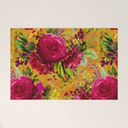 Vintage & Shabby Chic - Sunny Magenta Spring Roses Botanical Flower Garden Welcome Mat Gallery Image 1