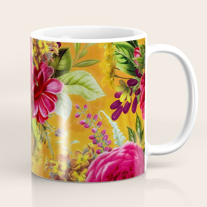 Vintage & Shabby Chic - Sunny Magenta Spring Roses Botanical Flower Garden Coffee Mug Gallery Image 1
