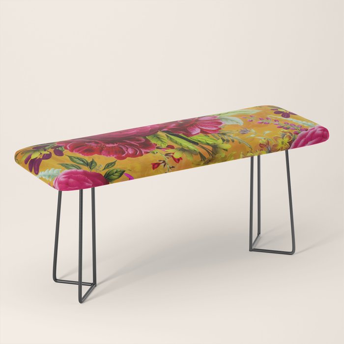 Vintage & Shabby Chic - Sunny Magenta Spring Roses Botanical Flower Garden Bench Gallery Image 1