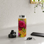 Vintage & Shabby Chic - Sunny Magenta Spring Roses Botanical Flower Garden Water Bottle Gallery Image 4