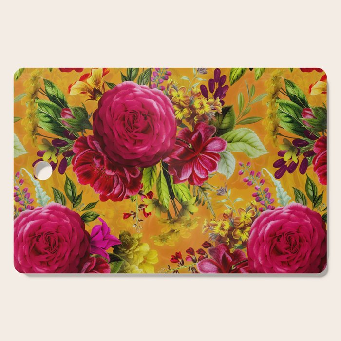 Vintage & Shabby Chic - Sunny Magenta Spring Roses Botanical Flower Garden Cutting Board Gallery Image 1