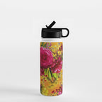 Vintage & Shabby Chic - Sunny Magenta Spring Roses Botanical Flower Garden Water Bottle Gallery Image 1