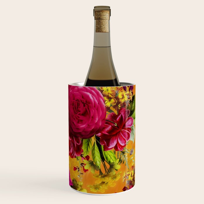 Vintage & Shabby Chic - Sunny Magenta Spring Roses Botanical Flower Garden Wine Chiller Gallery Image 1