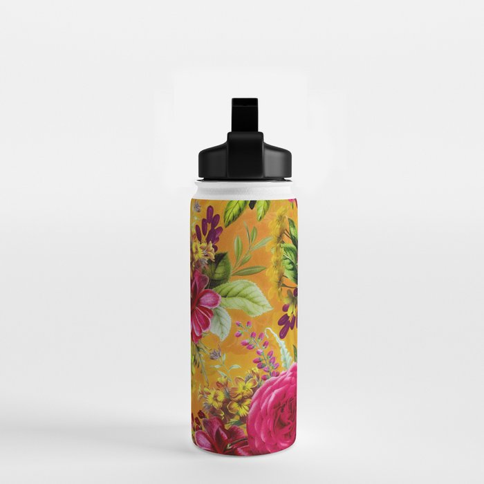 Vintage & Shabby Chic - Sunny Magenta Spring Roses Botanical Flower Garden Water Bottle Gallery Image 2