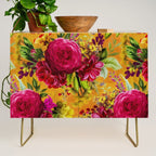 Vintage & Shabby Chic - Sunny Magenta Spring Roses Botanical Flower Garden Credenza Gallery Image 1