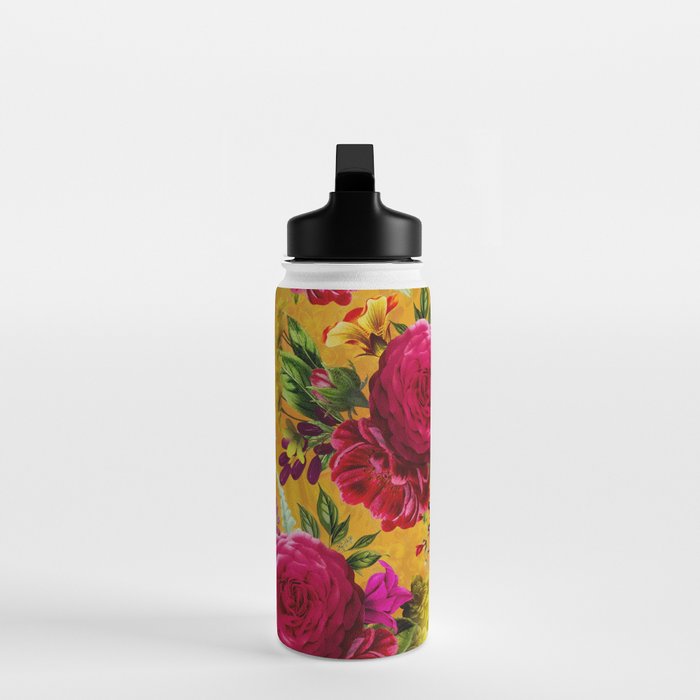 Vintage & Shabby Chic - Sunny Magenta Spring Roses Botanical Flower Garden Water Bottle Gallery Image 3