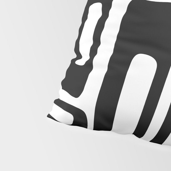 Retro Mid Century Modern Abstract Pattern 336 Black and White Pillow Sham Gallery Image 4