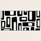 Retro Mid Century Modern Abstract Pattern 336 Black and White Desk Mat Gallery Image 3