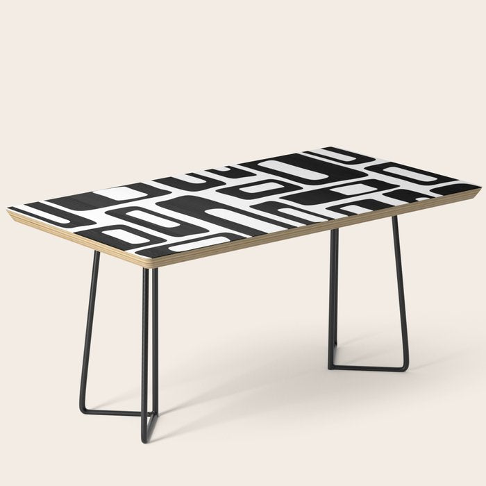 Retro Mid Century Modern Abstract Pattern 336 Black and White Coffee Table Gallery Image 1