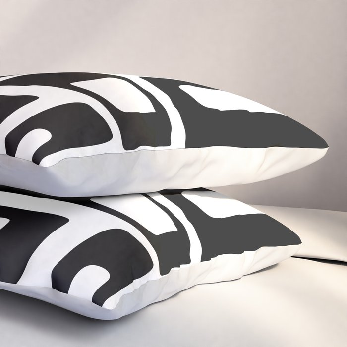 Retro Mid Century Modern Abstract Pattern 336 Black and White Pillow Sham Gallery Image 3