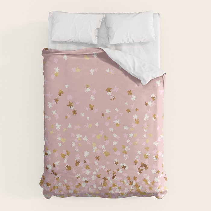 Floating Confetti - Pink Blush and Gold Duvet Cover Gallery Image 6