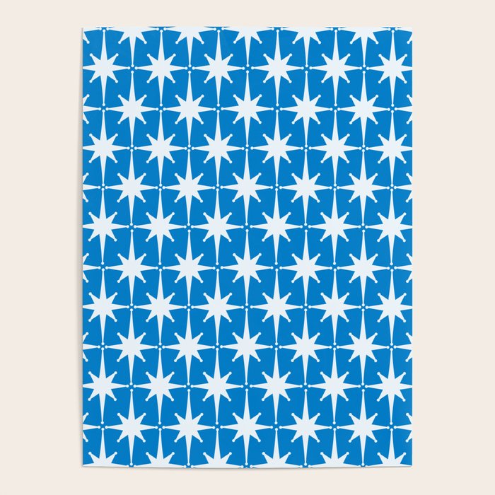 Midcentury Modern Atomic Age Starburst Pattern in Blue Poster Gallery Image 4