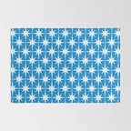 Midcentury Modern Atomic Age Starburst Pattern in Blue Rug Gallery Image 2