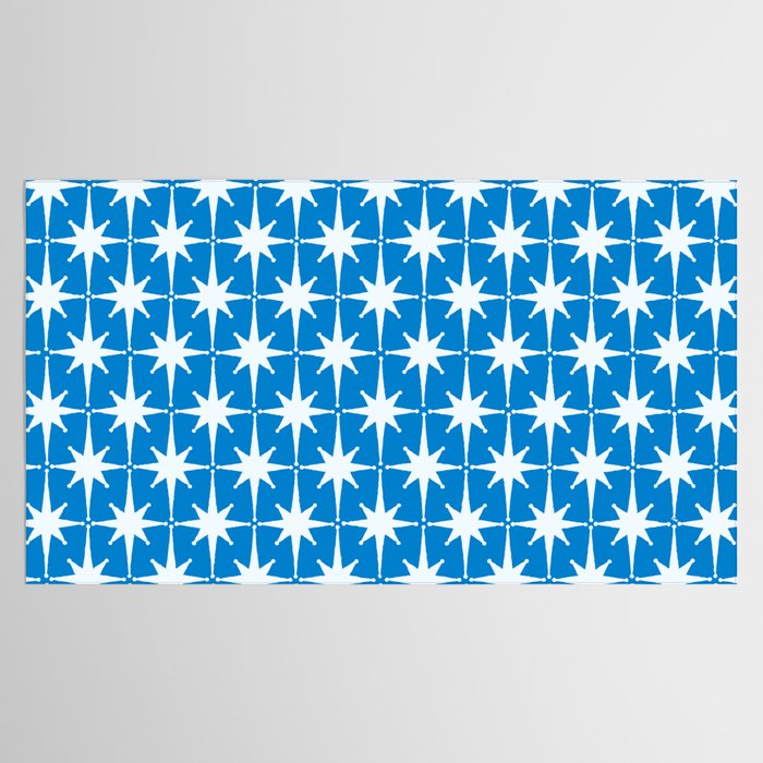 Midcentury Modern Atomic Age Starburst Pattern in Blue Tablecloth Gallery Image 2