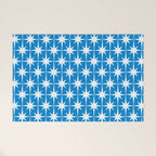 Midcentury Modern Atomic Age Starburst Pattern in Blue Welcome Mat Gallery Image 1