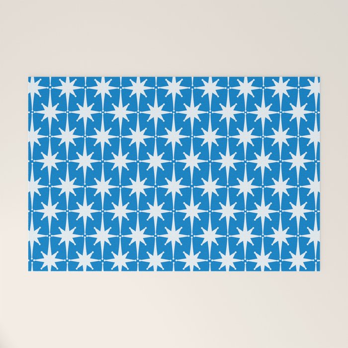 Midcentury Modern Atomic Age Starburst Pattern in Blue Welcome Mat Gallery Image 1