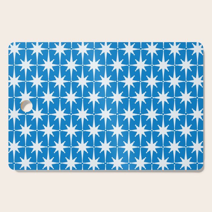 Midcentury Modern Atomic Age Starburst Pattern in Blue Cutting Board Gallery Image 1