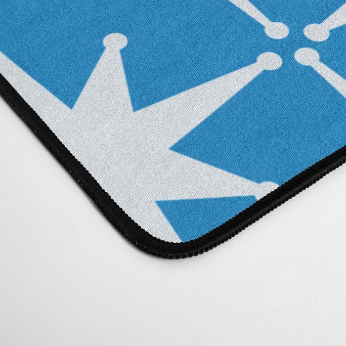 Midcentury Modern Atomic Age Starburst Pattern in Blue Desk Mat Gallery Image 4