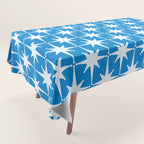 Midcentury Modern Atomic Age Starburst Pattern in Blue Tablecloth Gallery Image 1