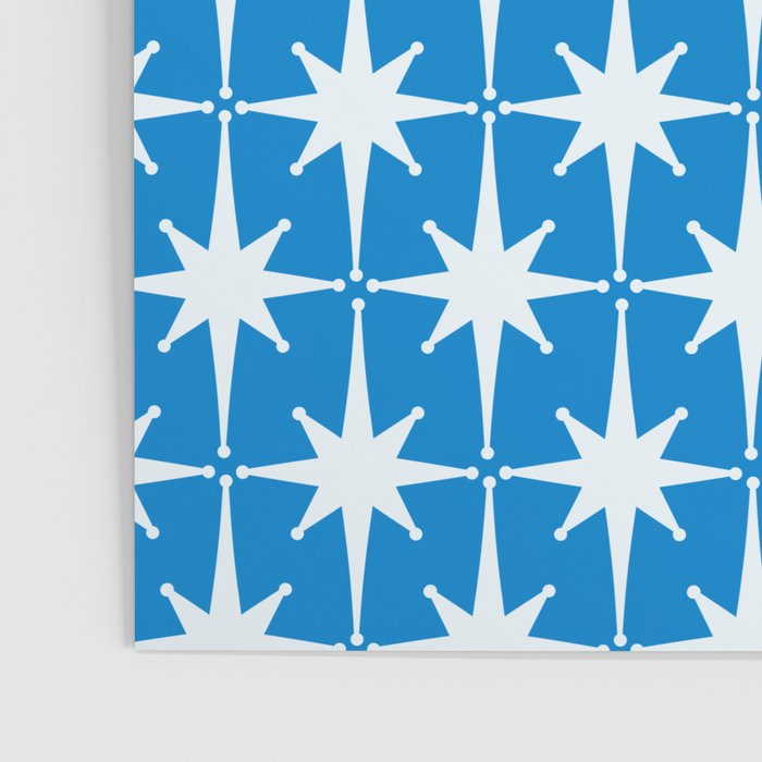 Midcentury Modern Atomic Age Starburst Pattern in Blue Poster Gallery Image 3