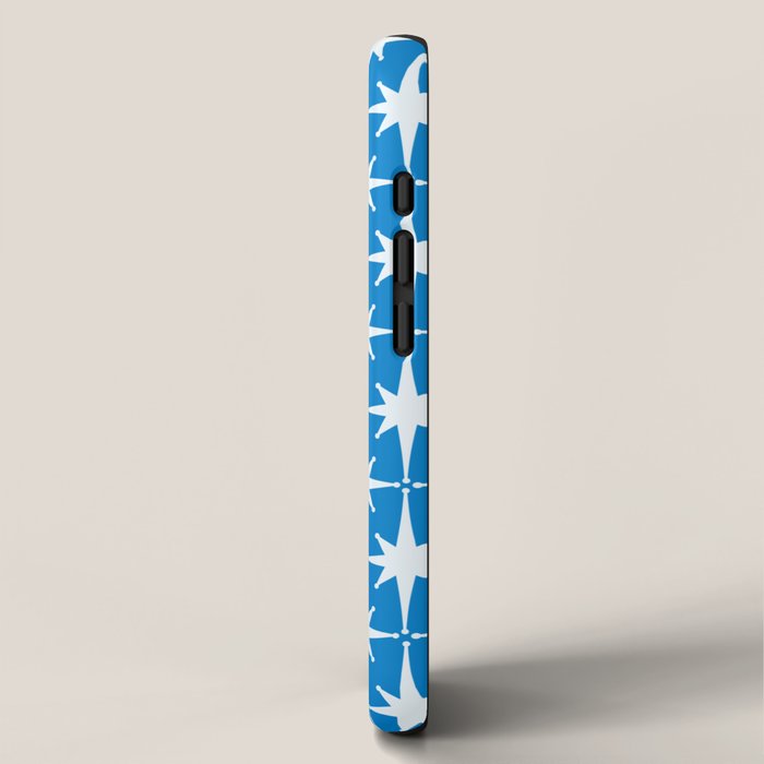 Midcentury Modern Atomic Age Starburst Pattern in Blue iPhone Case Gallery Image 2