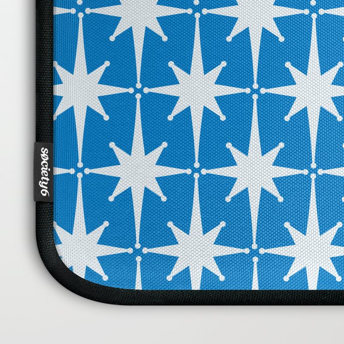 Midcentury Modern Atomic Age Starburst Pattern in Blue Laptop Sleeve Gallery Image 3