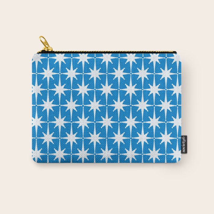 Midcentury Modern Atomic Age Starburst Pattern in Blue Carry All Pouch Gallery Image 1