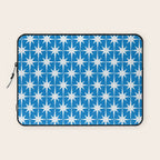 Midcentury Modern Atomic Age Starburst Pattern in Blue Laptop Sleeve Gallery Image 1