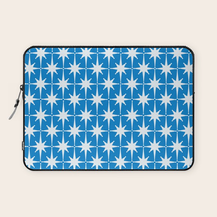 Midcentury Modern Atomic Age Starburst Pattern in Blue Laptop Sleeve Gallery Image 1
