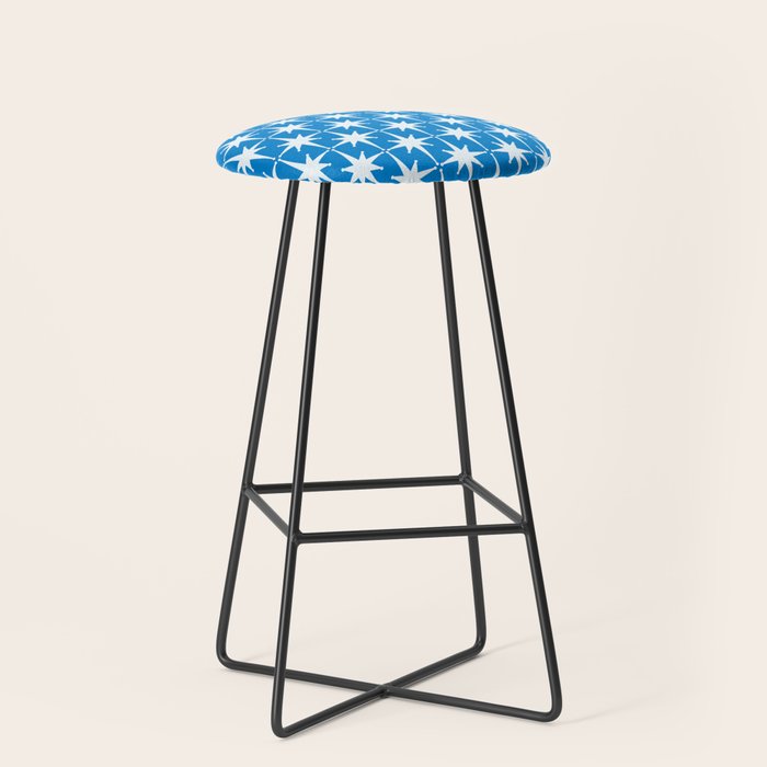 Midcentury Modern Atomic Age Starburst Pattern in Blue Stool Gallery Image 1