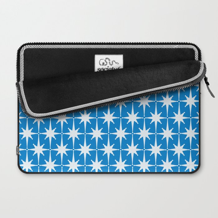 Midcentury Modern Atomic Age Starburst Pattern in Blue Laptop Sleeve Gallery Image 2