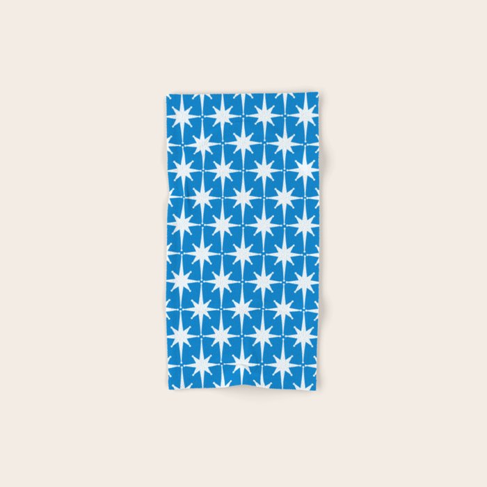 Midcentury Modern Atomic Age Starburst Pattern in Blue Towels Gallery Image 1
