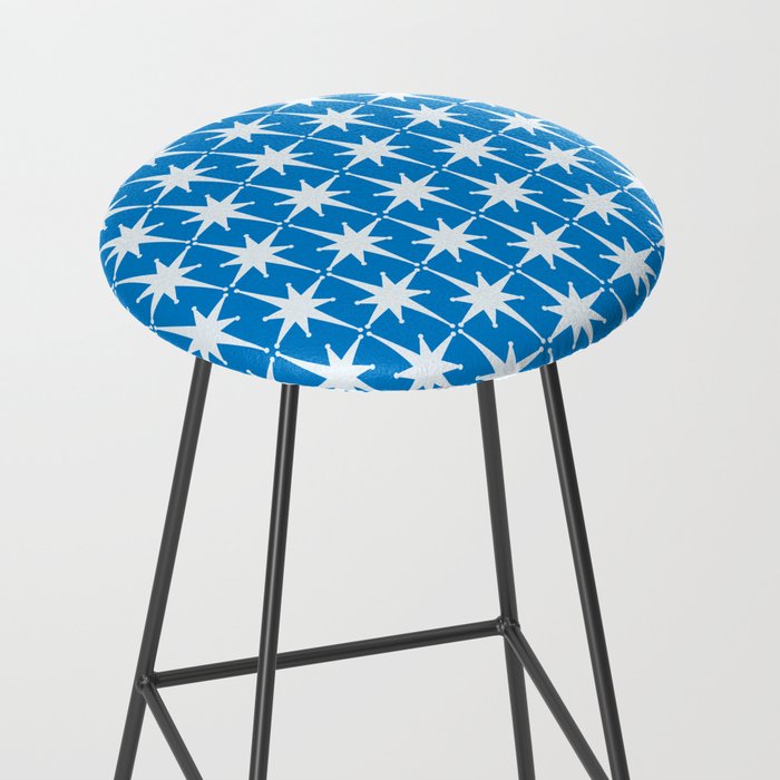 Midcentury Modern Atomic Age Starburst Pattern in Blue Stool Gallery Image 2